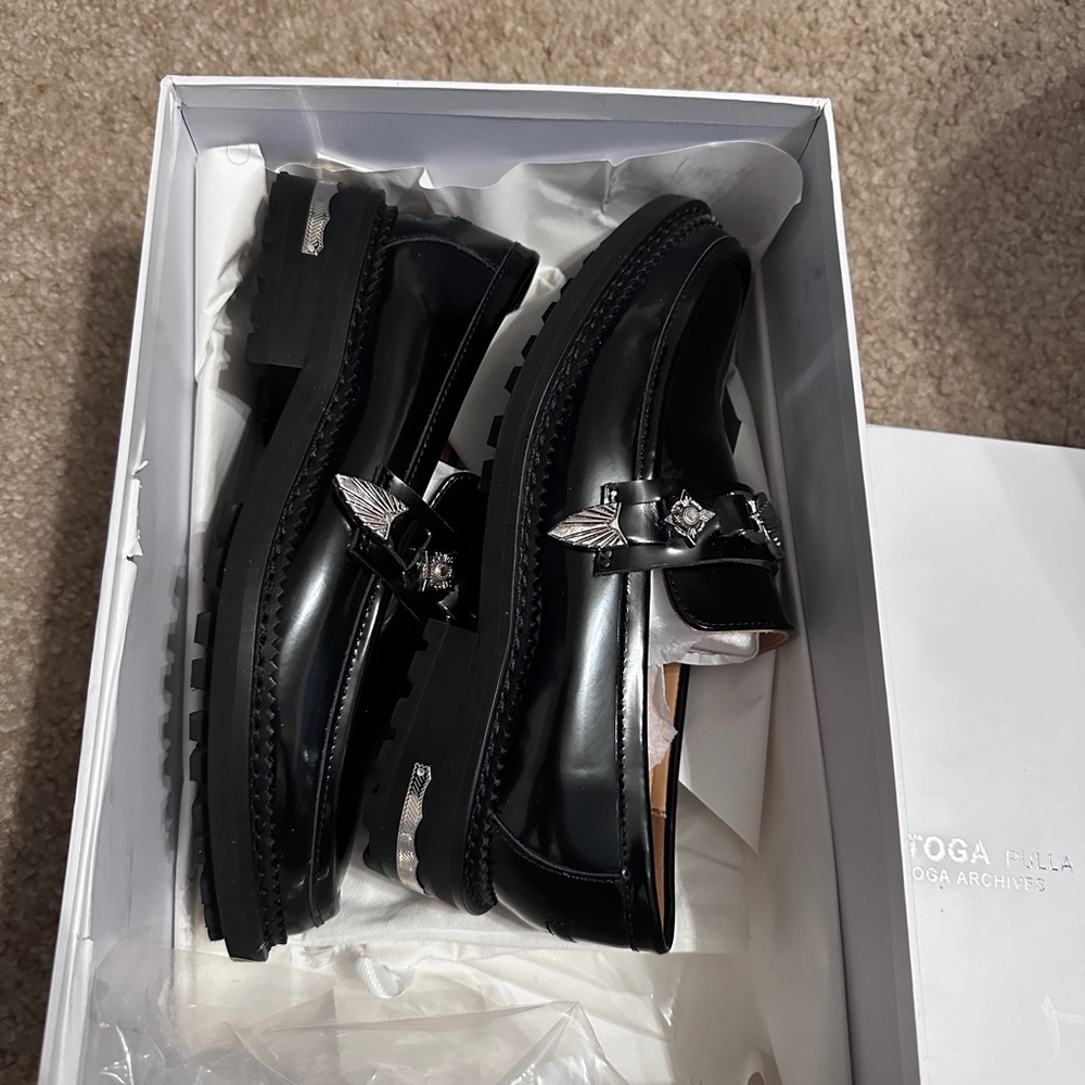 Toga Pulla Black Leather Loafers